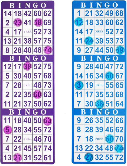 Yuanhe Bingo Paper Game Cards - 3 Cards, 100 Sheets in Mixed Colors