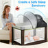 WANRU Pack 2-Way N Play Tent Cover - Half-Blackout Mosquito Net for Crib & Playpen, Baby Bassinet Cover for Cats