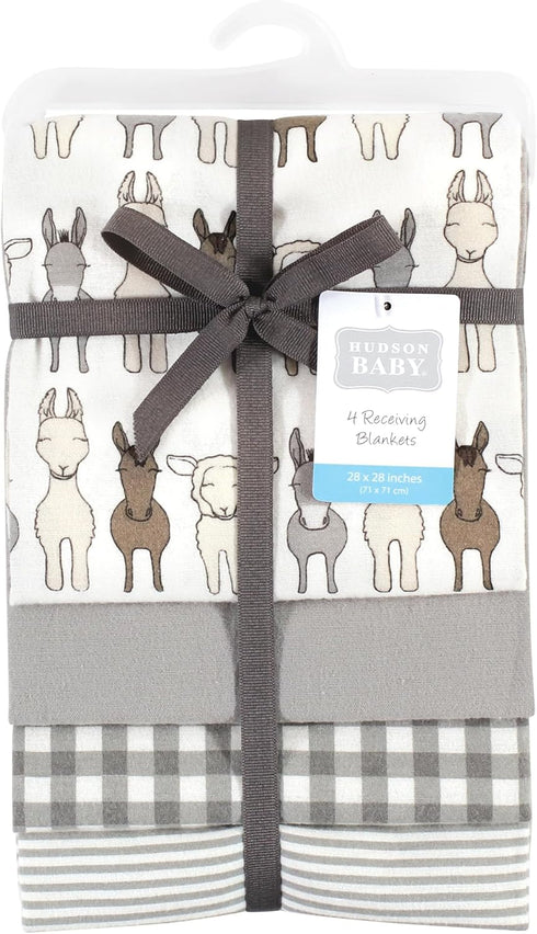 Hudson Baby Unisex Baby Cotton Flannel Receiving Blankets, Farm Friends Cream, One Size by Hudson Baby