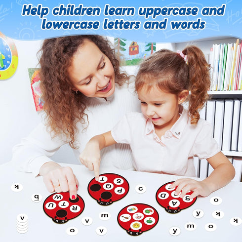 Alphabet Bingo Games for Kids Toddlers,Animal Bingo,Alphabet Learning Toys,ABC Flash Cards,Speech Therapy,Letter Matching Board Games for Kids 3-6,Ladybug Toys,Preschool Classroom Must Haves
