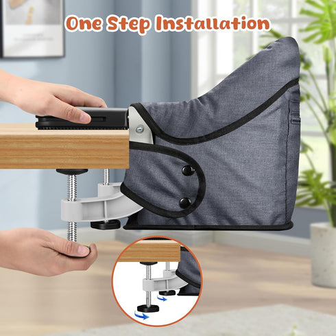 Hook On High Chair, Portable Foldable Clip On Baby Travel High Chair, Lightweight Feeding Seat with Storage Bag