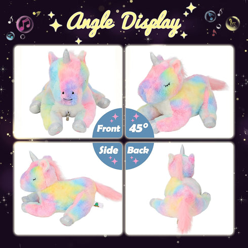 Hopearl LED Musical Stuffed Unicorn Playset, Singing Plush Toy with 3 Baby Unicorns, 19'' for Toddlers.