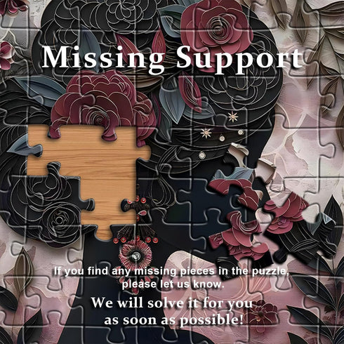 PICKFORU 1000 Impossible Puzzle for Adults Pieces, Black Girl Puzzles Flower Plant Aesthetic Art, Floral Elegant Black