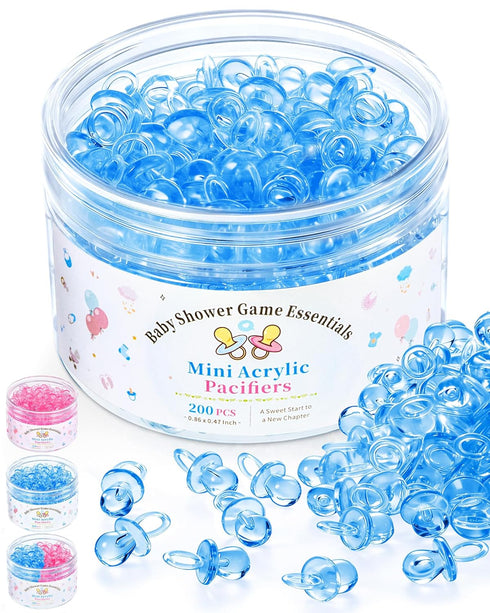 200 Pcs Mini Pacifiers Baby Shower Games, 0.86'' Acrylic Pacifiers in Clear