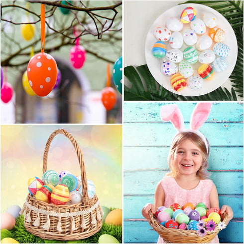 FunsLane 50 Pcs Easter Eggs White Blank Plastic Eggs, Paintable DIY Creative Decoration Eggs for Party Favors