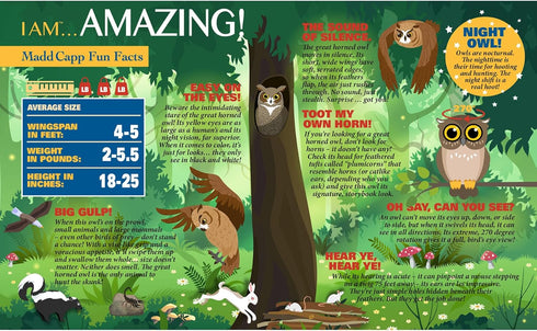 Madd Capp I AM Great Horned OWL 300 Piece Jigsaw Puzzle, Bird-Shaped, 29x12 Finished Size, Includes Fun Facts