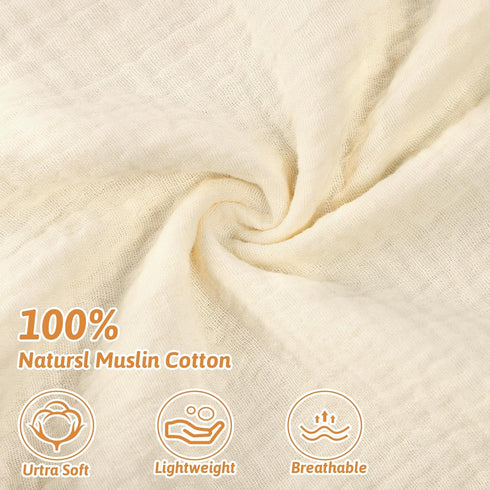 2 Pack, GFU Muslin Nursing Pillow Covers Soft Feeding Pillow Slipcover for Breastfeeding Moms, Removable Case for Baby