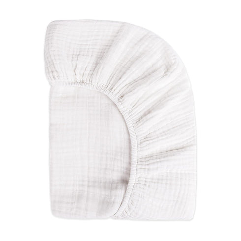 100% 360, Babyletto Organic Cotton Mini Crib Sheet, GOTS-Certified, Fitted Ultra-Soft and Breathable Muslin - Plain