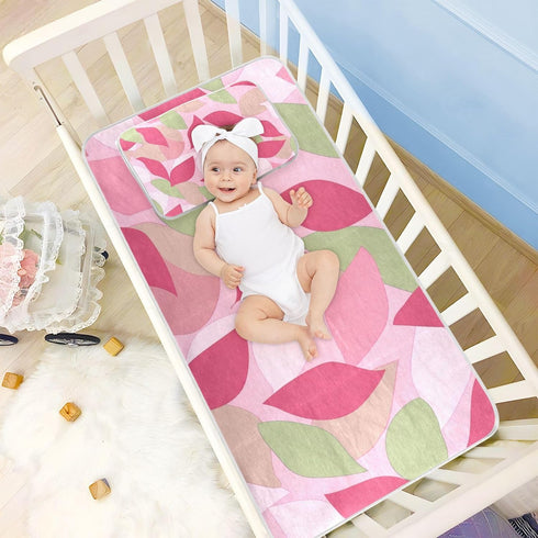 SyXIOP 28" 52" Henri Style Leaf Petal Colorful Cooling Baby Crib Mattress Cover x Absorbent Mattress Protector Pads