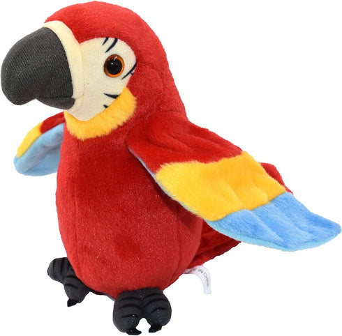 (Patent) Cute Mimicry Pet Talking Parrot Repeats What You Say Plush Animal Toy Electronic Parrot Plush Toy, Animal Toy, Talking Bird,Birthday Present for Kids(RED)