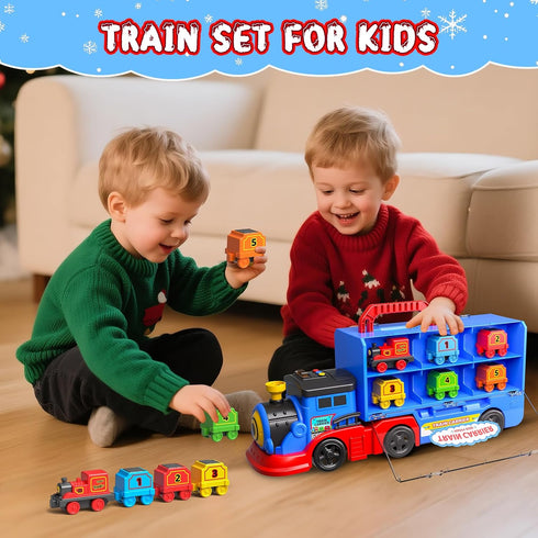 3 4 5 6 Toys,2-in-1 Set 1 Trucks,6 AuroTops Toys for Year Old Boys for Kids Girl Boy Toddler Toy Trucks Christmas Train