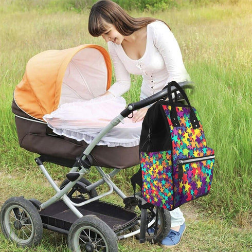 HCBPWVQA Backpack Daypacks Backpack Mommy Many Stars Diaper Bag with Changing Pad and Pacifier Holder, Multifunction