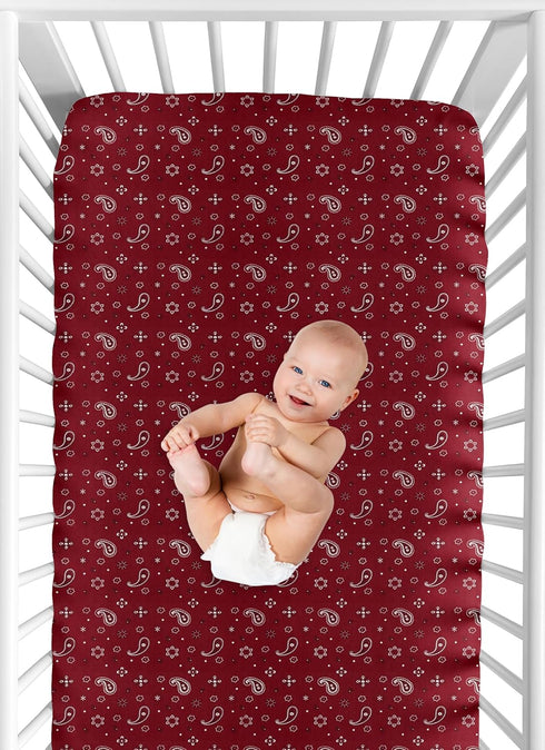 Country, Sweet Jojo Designs Fitted Baby Crib Sheets (Bandana Print) for Boys or Girls, Infant Nursery, Toddler Room