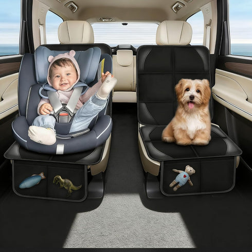 600d 1) Car Seat Protector Covers - for Child Carseat mat Fabric Waterproof Non Slip Thickest Padding with Storage