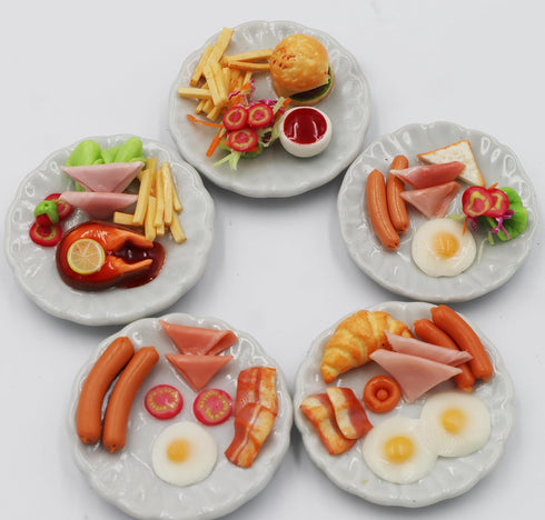 Mixed 5 Assorted Breakfast Sausage Dollhouse Miniature Food Collectibles