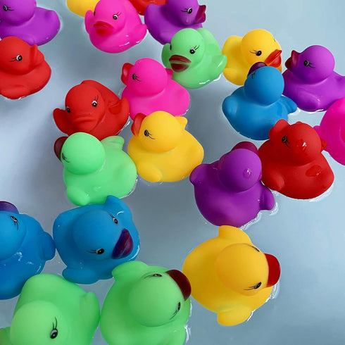 54-Pack Mini Colorful Rubber Ducks Set, Bath Toy for Kids, Float & Squeak Pool Toy Party Favors