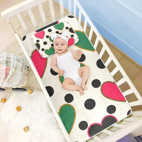 SyXIOP 28" 52" Colorful Heart Polka Dot Cooling Baby Crib Mattress x Breathable Crib Padding for Sides for Kids, Adult