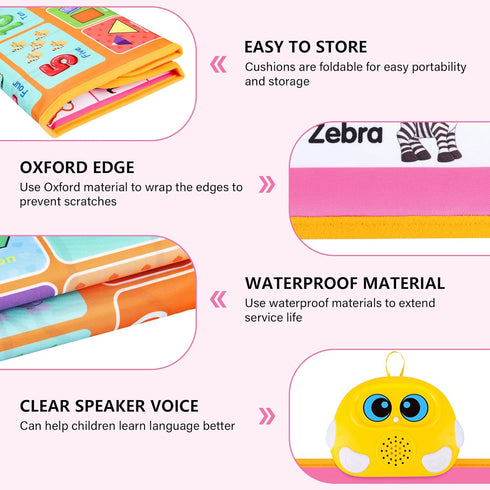 Interactive Alphabet Wall Chart, Talking ABC & 123s Music Poster, Educational Toddler Toy for Kids 1-3 - Pink