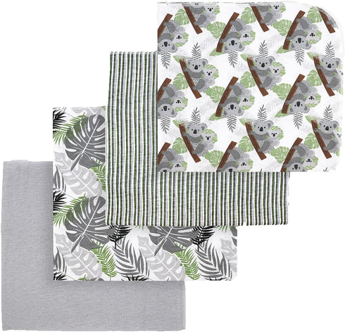 necessities by tendertyme Baby Boys or Baby Girls Tropical Islands Receiving Blankets, Pack of 4,