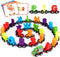 Helsort 27 PCS Magnetic Wooden Alphabet Train Set, ABC Learning Toy with 42