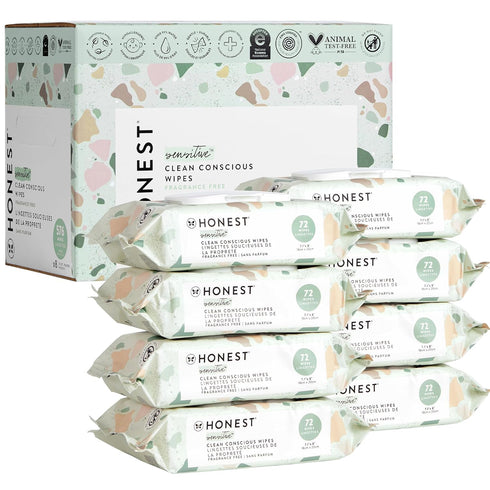 The Honest Company Clean Conscious Unscented Baby Wipes | Over 99% Water, Compostable, Plant-Based, Hypoallergenic for