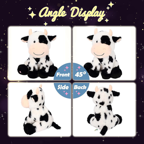 11'' Hopearl LED Plush Smile Cow Lighting Up Stuffed Animal Diary Cattle Floppy Night Lights Glow in The Dark Birthday