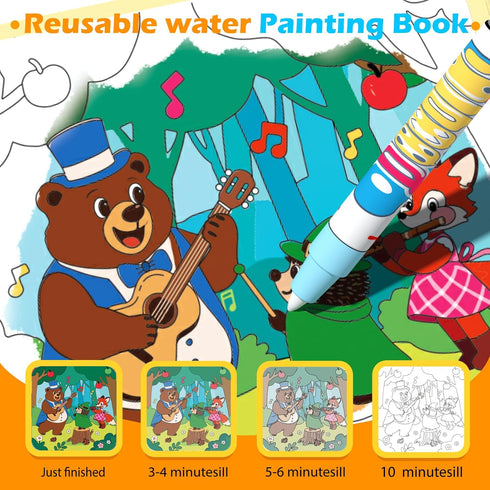 BATHKITS 3 Pack 30 3+ Reusable Water Painting Book for Kids - Magic Water Coloring Books with Water Pens, Fairy Tale