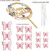 Butterfly Cake Toppers Decorations, 1 Big Happy Birthday Topper & 15Pcs 3D Pink Gold Cupcake Toppers