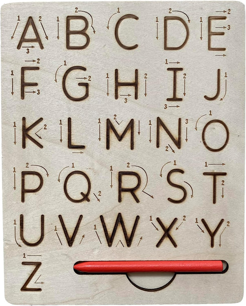 hzsshb 3-8 Wooden Letters Practicing Board,Reusable Handwriting Alphabet Tracing Board Double-Sided Toddlers