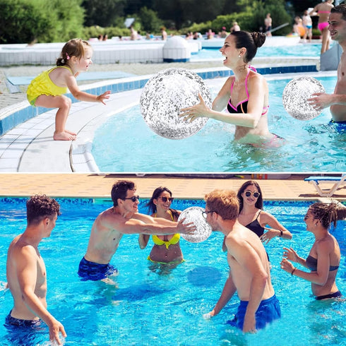 TURNMEON 5 Pack Sequins Beach Balls - Inflatable Clear Pool Toys, 16 Inch & 24 Inch, Summer Outdoor Party Favors