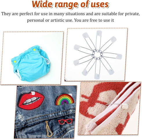 LIQWEI 50 2.2 Inch Pcs Diaper Pins, Plastic Head Safety Pin with Safe Locking Closures, Cloth Diaper Nappy Pins