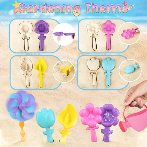 Set 3-10, Set Dreamon Collapsible Beach Toys for Kids Collapsible Sand Bucket Shovels with Mesh Bag and Beach Molds
