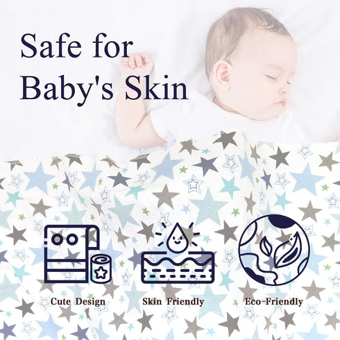 Omilion Receiving Blanket for Baby, 4 Pack, 30 inch x 30 inch, 100% Flannel Cotton