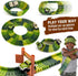 JITTERYGIT Dinosaur Jurassic Race Track Train Glow in The Dark World Toy Set - Kids Dino Racetrack Park with T-Rex &