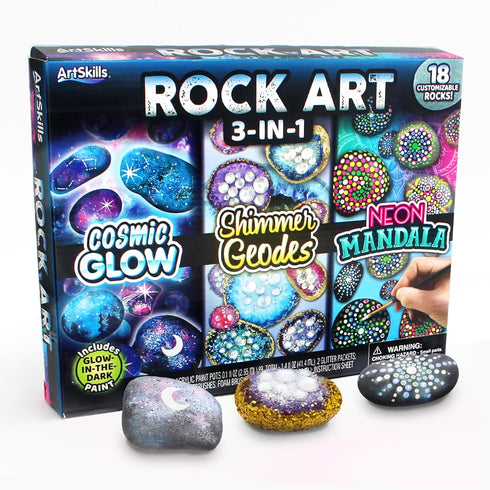 ArtSkills Rock Painting Kit - 18 Rocks - Geode, Mandala & Glow