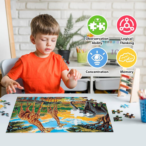 Jeacirio 5-8 100 4-6 4-Pack Kids Puzzles Ages - Wild Animals Puzzles Piece Jigsaw Puzzles for Kids Ages Toddler Puzzle