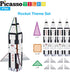 64pc Set 3-in-1 3+ PT64 PicassoTiles Magnetic Tiles Building Blocks STEM Toy for Kids Rocket Train School Bus Theme