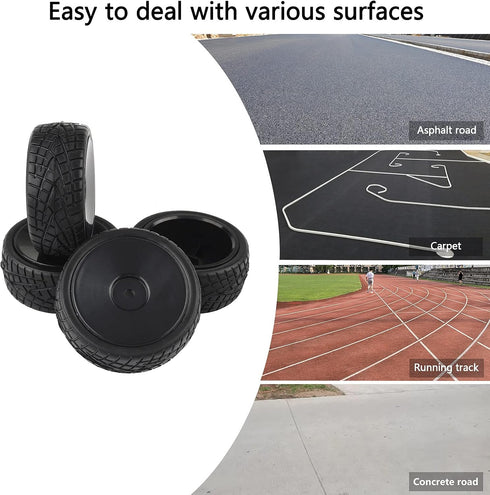 4PCS 1:10 On Road RC Tires with 12mm Hub Wheel Rims, Concentric Hard Dish for Touring Racing Cars, Black