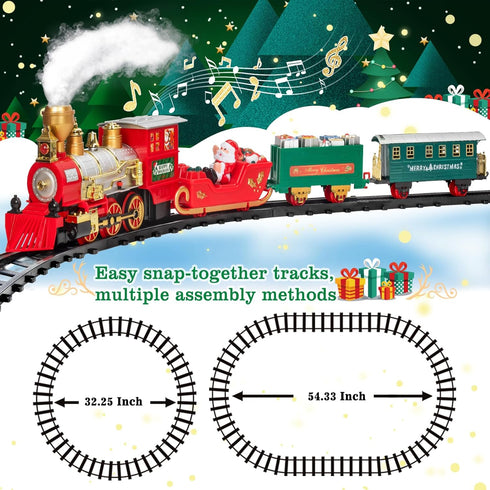 Set, Set Sets 3 4 5 6 7 8 BainGesk Train Christmas Train with Steam, Light and Sounds, Train for Under Christmas Tree