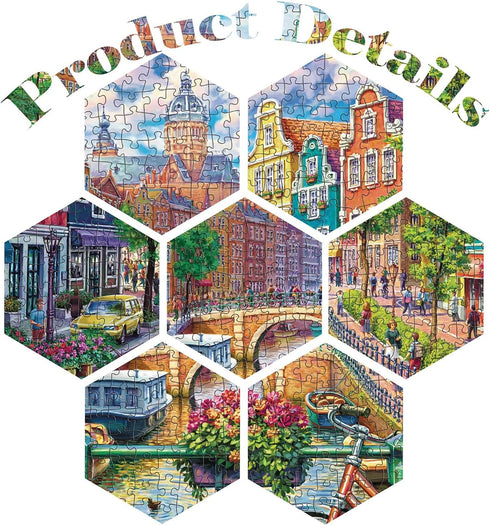 Jigsaw Puzzles 1000 Pieces for Adults - Amsterdam Canal Educational Game Toys, Family Decoration Puzzle