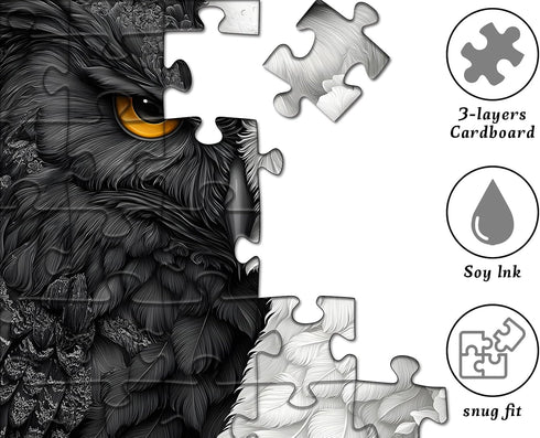 PICKFORU 1000 Yin Yang Owl Puzzle for Adults PiecesBlack and White Puzzles Owl Flowers, Impossible Difficult Hard Bird
