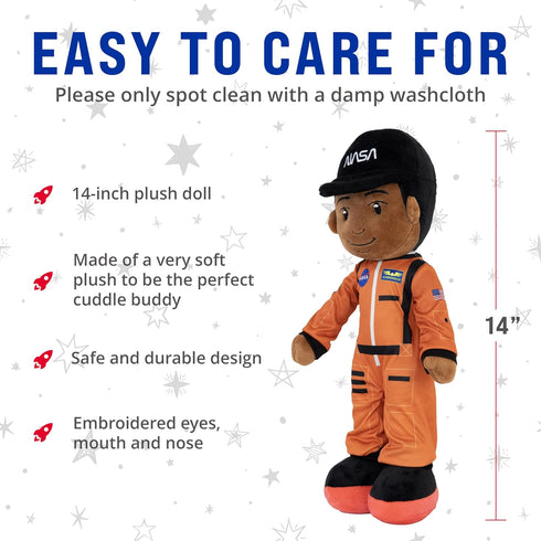 Playtime by Eimmie 14” Charlie NASA Doll, Soft Baby Doll, Plush Rag Dolls for 2 Year Old Girls & Boys, Space Themed