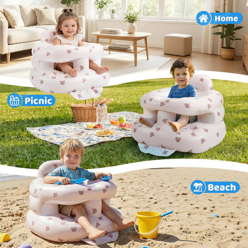 3 UNEEDE Inflatable Baby Seat for Months & up, Infant Floor Baby Chair with Fence & Built in Air Pump, Lightweight