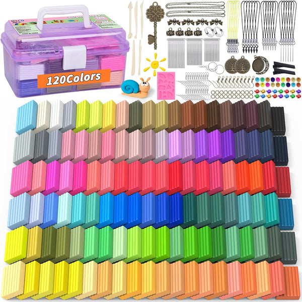 285 Pcs Polymer Clays 120 Bright Colors Oven Bake Clay Non-Sticky Modeling