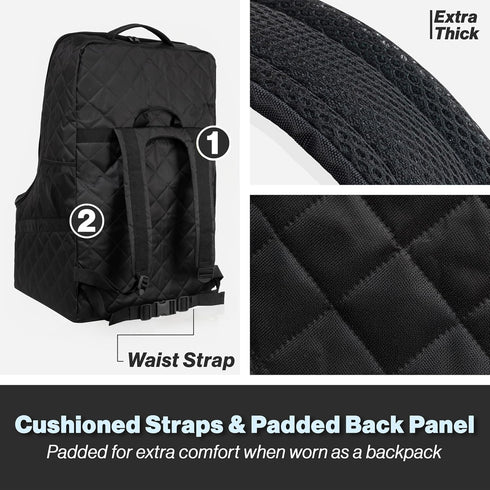 V VOLKGO Extra Padded Car Seat Travel Bag for Airplane, Heavy Duty Car Seat Bags for Air Travel Large Durable Carseat