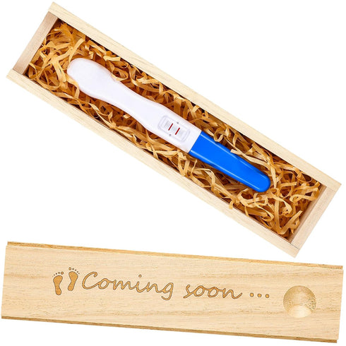 Qunclay Pregnancy Test Keepsake Box Surprise Pregnancy Announcement Box Wooden Baby for