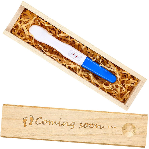 Qunclay Pregnancy Test Keepsake Box Surprise Pregnancy Announcement Box Wooden Baby for