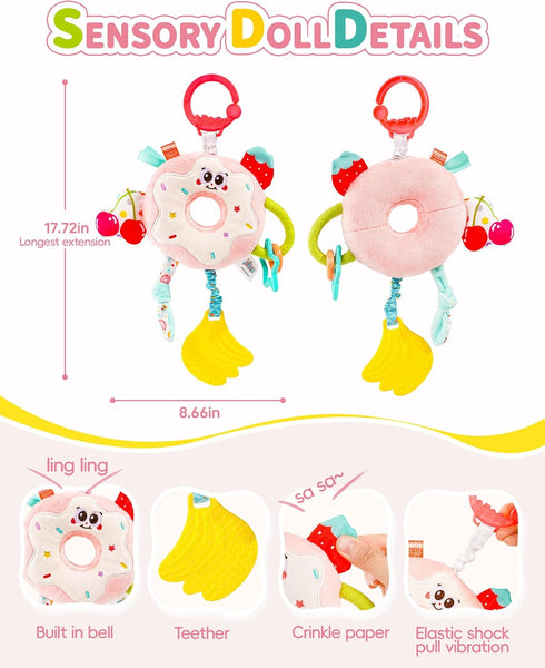 Tummy Jollybaby Baby Pull Vibration Toy - Time Sensory Hanging Toys for Car Seat, Stroller, Crib & Play Gym