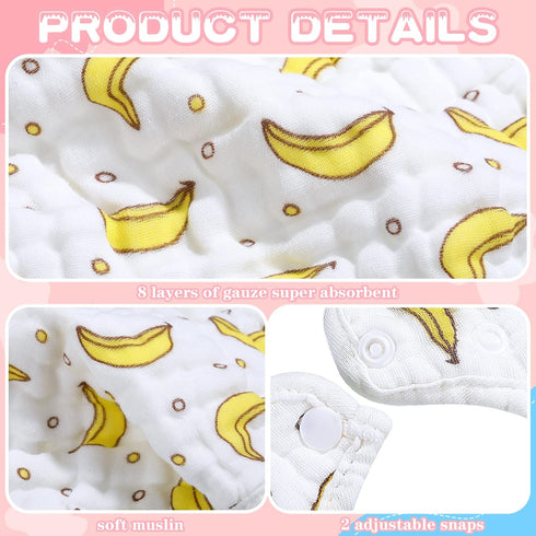 36 Pack 8 Hicarer Muslin Baby Bibs Bulk Adjustable Newborn Toddler Drool Snap Bibs Layers Cotton Baby Boy Girl (U