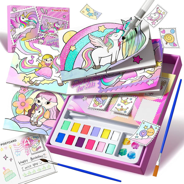 AMOTING Paint with Water Coloring Books for Toddlers, Mess Free Watercolor Painting